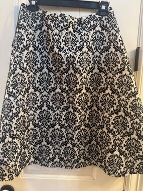 Gianni Bini Black and White Damask A-Line Skirt